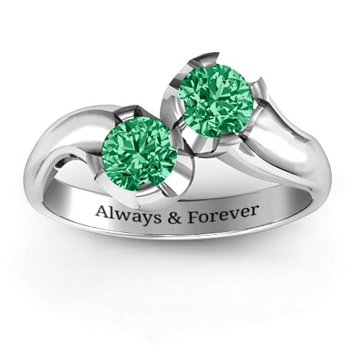 Two Stone Sparkle Ring – Sterling Silver with Emerald