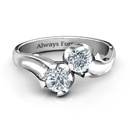 Two Stone Sparkle Ring in 925 Sterling Silver with Diamond