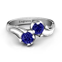 Two Stone Sparkle Ring in 925 Sterling Silver with Blue Sapphire