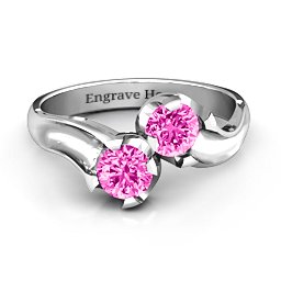 Two Stone Sparkle Ring in 925 Sterling Silver with Pink Tourmaline