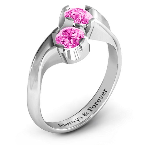 Two Stone Sparkle Ring – Sterling Silver with Pink Tourmaline
