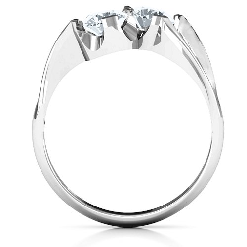 Two Stone Sparkle Ring – Sterling Silver with Diamond