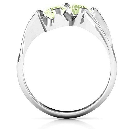 Two Stone Sparkle Ring – Sterling Silver with Peridot