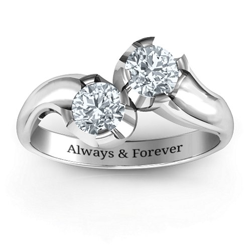 Two Stone Sparkle Ring – Sterling Silver with Diamond