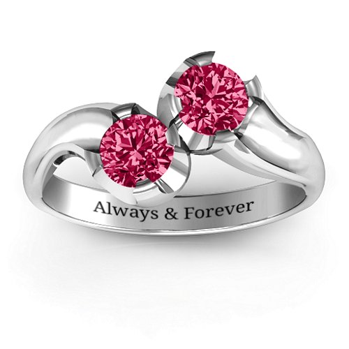 Two Stone Sparkle Ring – Sterling Silver with Ruby
