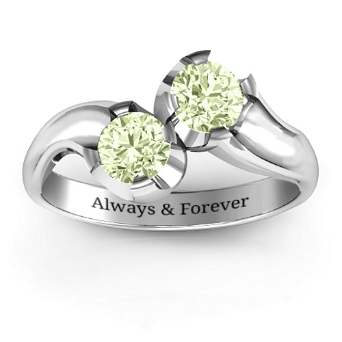 Two Stone Sparkle Ring – Sterling Silver with Peridot
