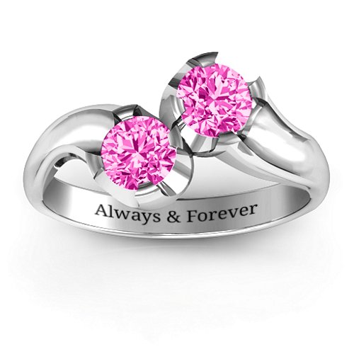 Two Stone Sparkle Ring – Sterling Silver with Pink Tourmaline