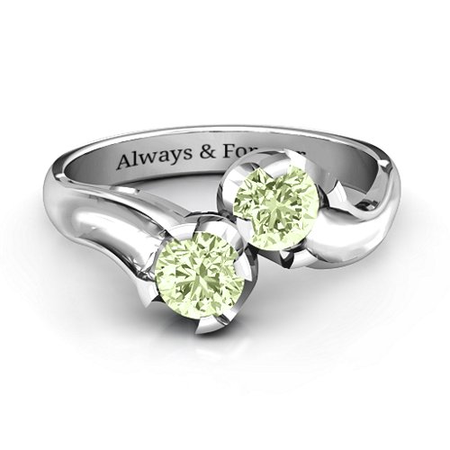 Two Stone Sparkle Ring – Sterling Silver with Peridot