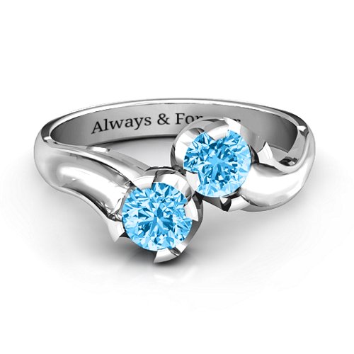 Two Stone Sparkle Ring – Sterling Silver with Blue Topaz