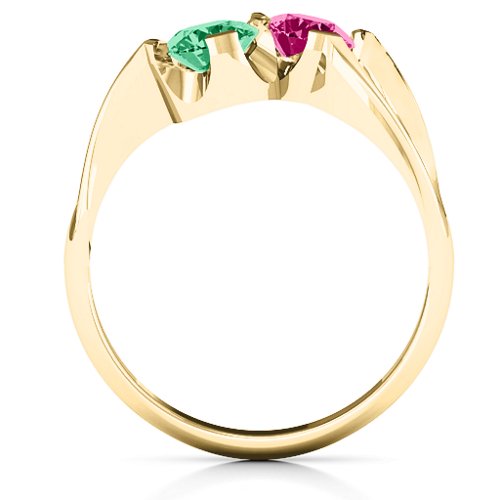 Two Stone Sparkle Ring – 10K Yellow Gold with Emerald and Ruby