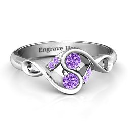Element of Infinity Two Stone Ring in 925 Sterling Silver with Amethyst and Amethyst Premium Zirconia