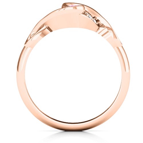 Element of Infinity Two Stone Ring – 10K Rose Gold with Pink Tourmaline, Aquamarine, and White Premium Zirconia