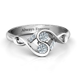 Element of Infinity Two Stone Ring in 925 Sterling Silver with Diamond