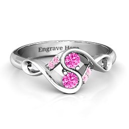 Element of Infinity Two Stone Ring in 925 Sterling Silver with Pink Tourmaline and Fancy Pink Premium Zirconia