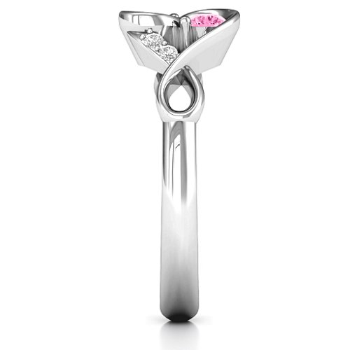 Element of Infinity Two Stone Ring – Sterling Silver with Pink Tourmaline, Aquamarine, and White Premium Zirconia