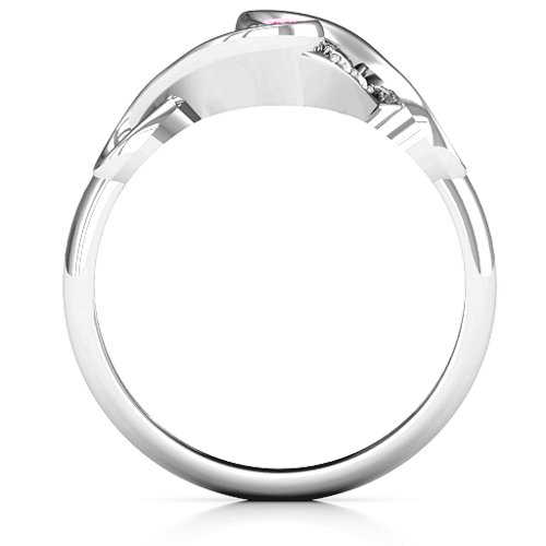 Element of Infinity Two Stone Ring – Sterling Silver with Pink Tourmaline, Aquamarine, and White Premium Zirconia