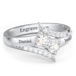 Flared Bypass Ring with Round Gemstones and Accents