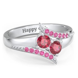 Flared Bypass Ring with Round Gemstones and Accents