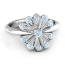Pretty As A Peacock Ring in 925 Sterling Silver with Aquamarine