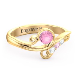 Family Flair Ring With 2-6 Birthstones in 14K Solid Yellow Gold