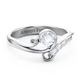 Family Flair Ring With 2-6 Birthstones in 925 Sterling Silver with Diamond and Cubic Zirconia