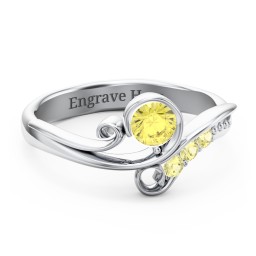 Family Flair Ring With 2-6 Birthstones in 925 Sterling Silver with Citrine and Cubic Zirconia
