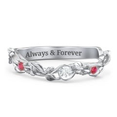 Leaf Band Ring with Gemstones