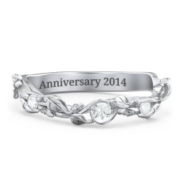 Leaf Band Ring with Gemstones