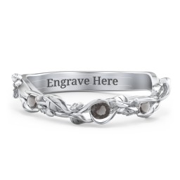 Leaf Band Ring with Gemstones