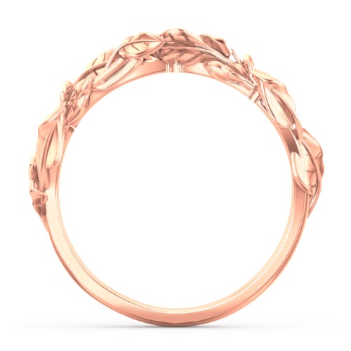 Leaf Band Ring with Gemstones – 10K Rose Gold with Cubic Zirconia and Garnet