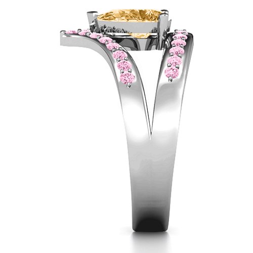 Point Of Elegance Ring – Sterling Silver with Fancy Yellow Premium Zirconia and Fancy Pink Premium Zirconia