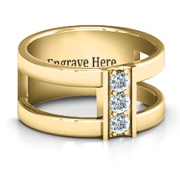 Layers Of Love Ring in 10K Solid Yellow Gold with Cubic Zirconia