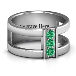 Layers Of Love Ring in 925 Sterling Silver with Emerald