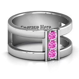 Layers Of Love Ring in 925 Sterling Silver with Pink Tourmaline