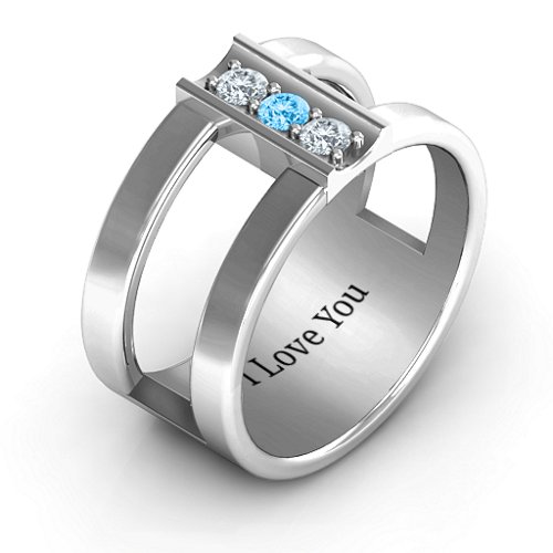 Layers Of Love Ring – Sterling Silver with Cubic Zirconia and Blue Topaz