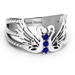 Sparkling Swan Ring in 925 Sterling Silver with Blue Sapphire