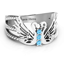 Sparkling Swan Ring in 925 Sterling Silver with Blue Topaz