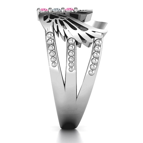 Sparkling Swan Ring – Sterling Silver with Pink Tourmaline and Cubic Zirconia