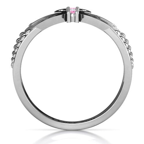 Sparkling Swan Ring – Sterling Silver with Pink Tourmaline and Cubic Zirconia