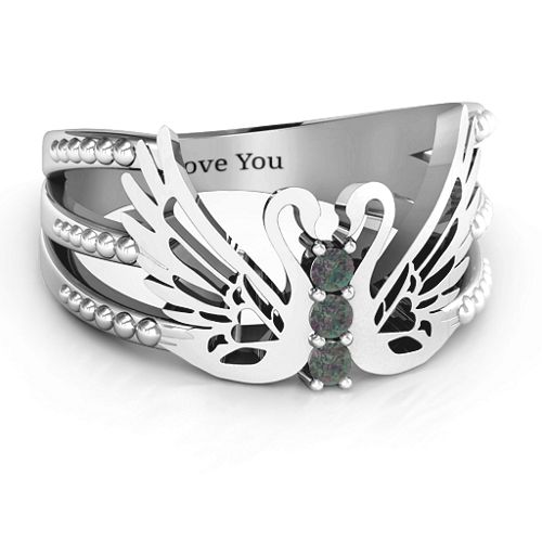 Sparkling Swan Ring – Sterling Silver with Alexandrite