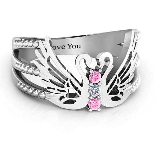 Sparkling Swan Ring – Sterling Silver with Pink Tourmaline and Cubic Zirconia