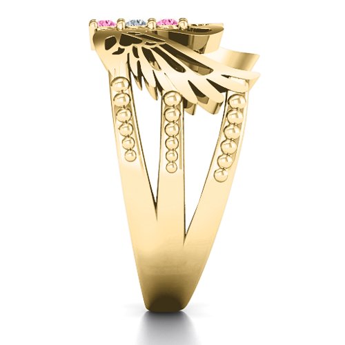 Sparkling Swan Ring – 10K Yellow Gold with Pink Tourmaline and Cubic Zirconia