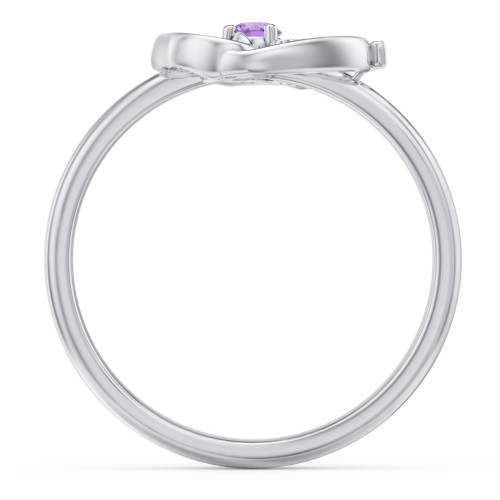 Butterfly Baby Feet Ring – Sterling Silver with Amethyst