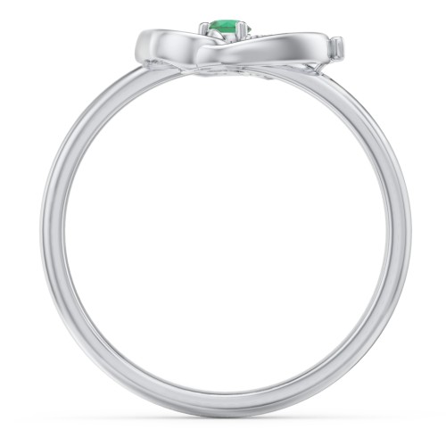 Butterfly Baby Feet Ring – Sterling Silver with Emerald