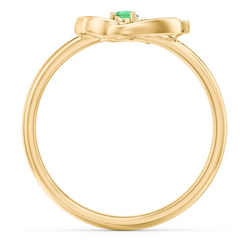 Butterfly Baby Feet Ring – 10K Yellow Gold with Emerald