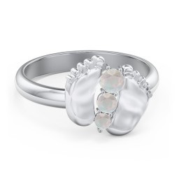 Baby Feet Birthstone Ring
