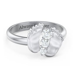 Baby Feet Birthstone Ring