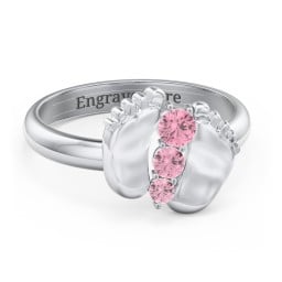 Baby Feet Birthstone Ring