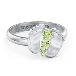 Baby Feet Birthstone Ring