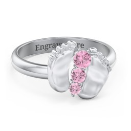 Baby Feet Birthstone Ring